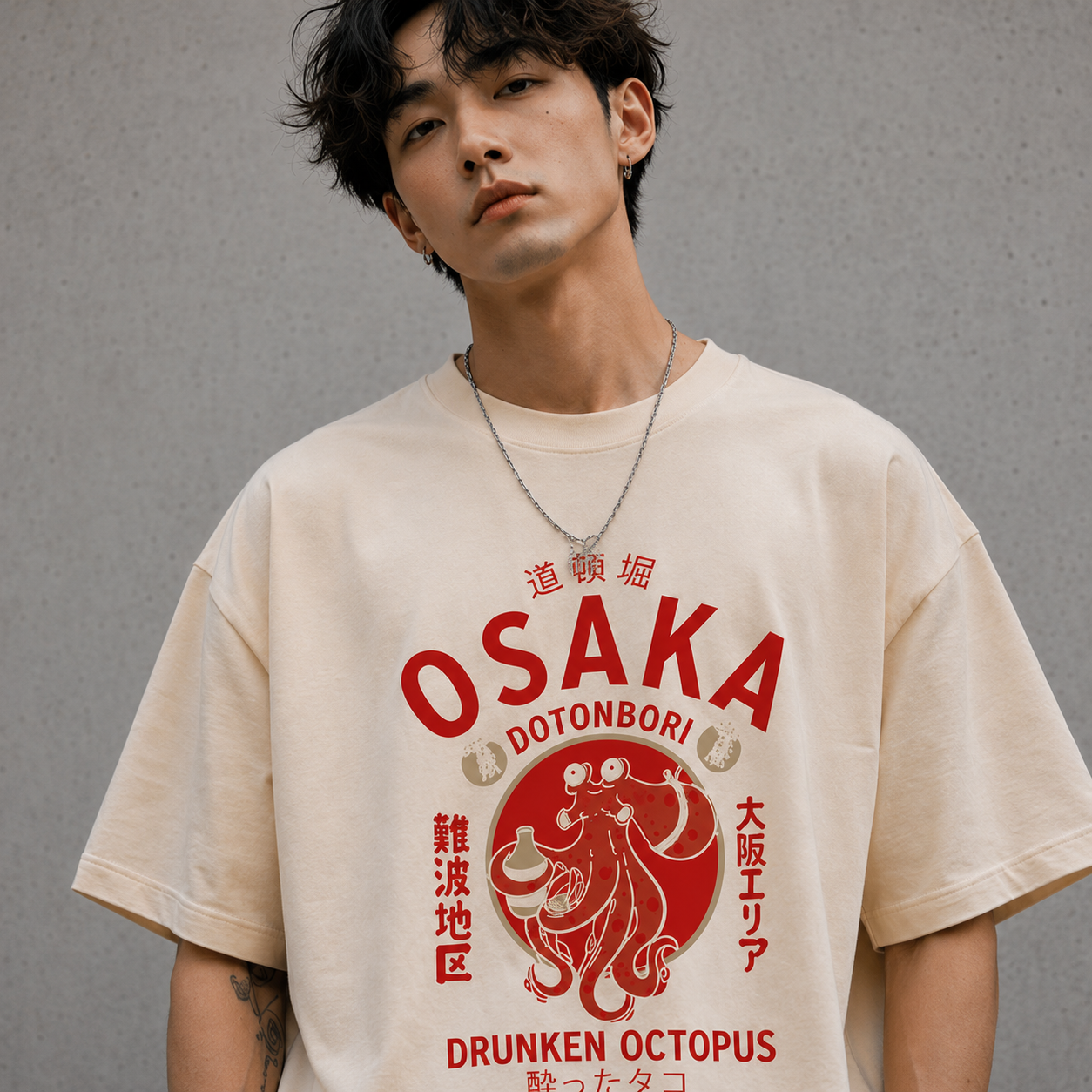 Osaka Octopus Streetwear Tee - Off-White