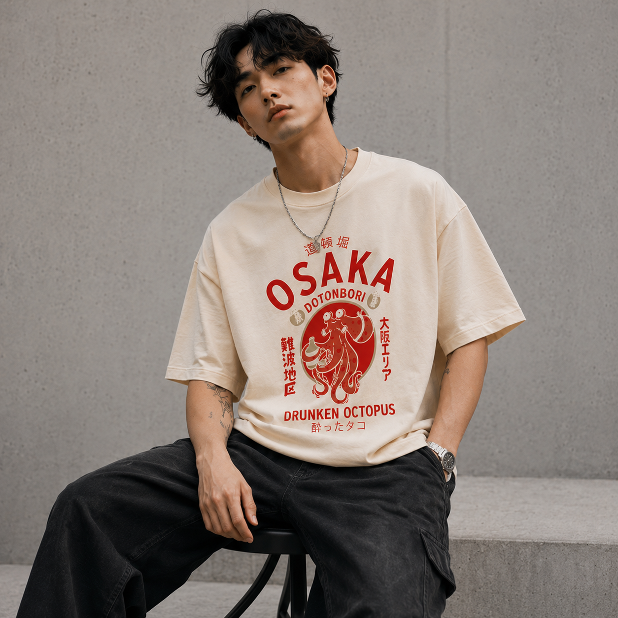 Osaka Octopus Streetwear Tee - Off-White