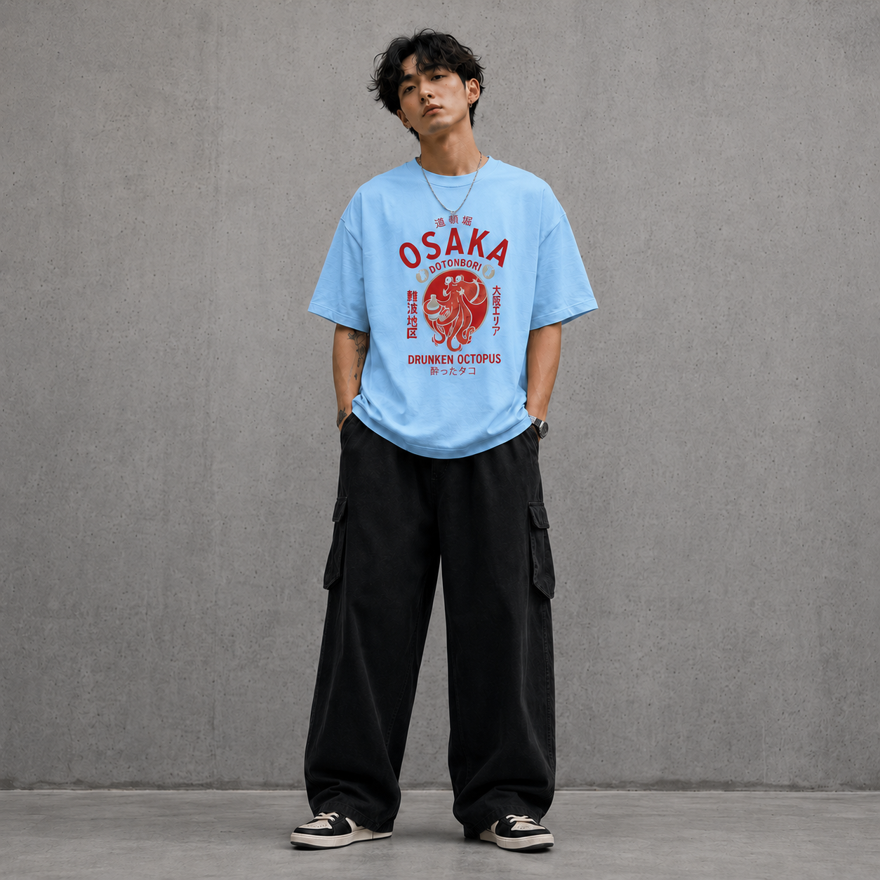 Osaka Octopus Streetwear Tee - Sky Blue