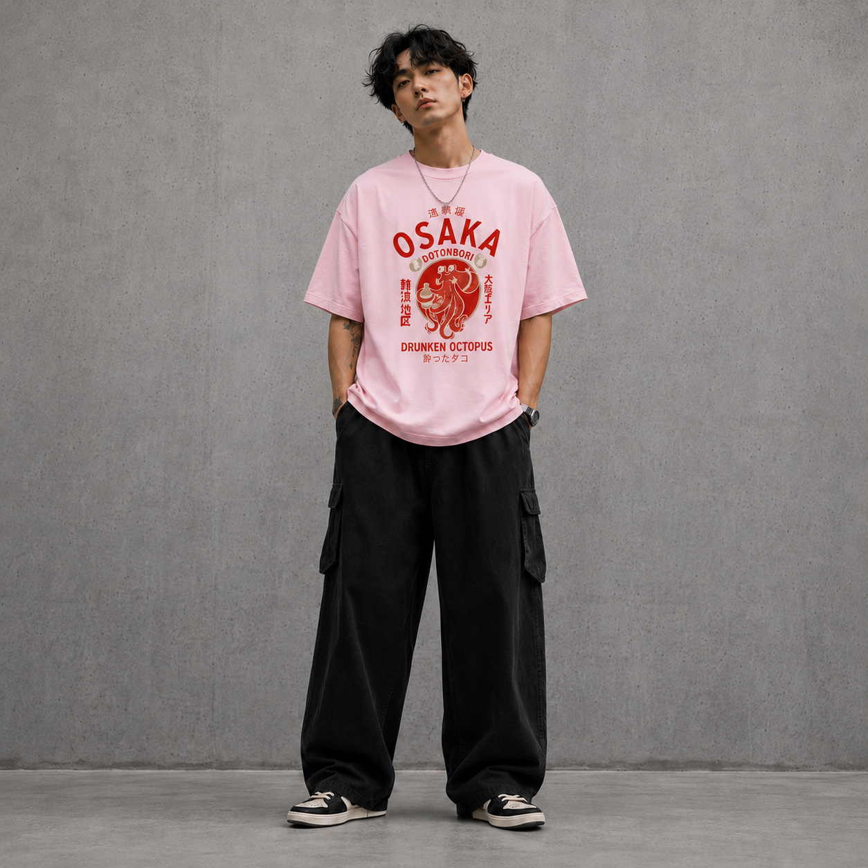 Osaka Octopus Streetwear Tee - Pink