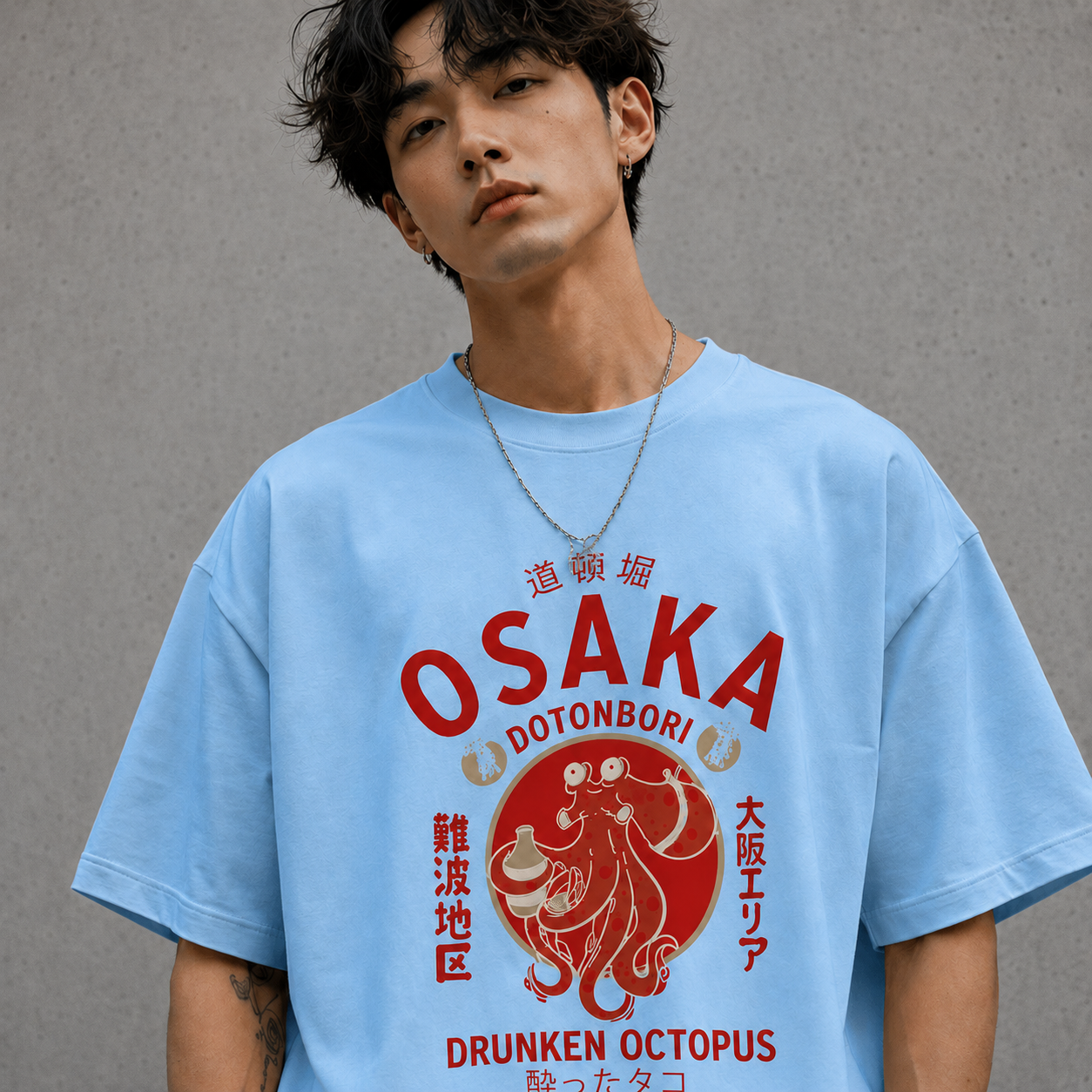 Osaka Octopus Streetwear Tee - Sky Blue