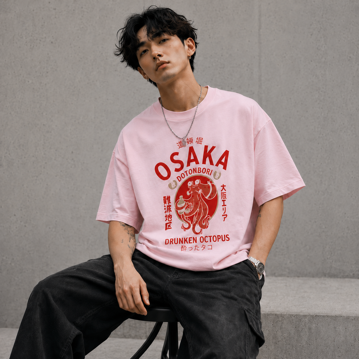 Osaka Octopus Streetwear Tee - Pink