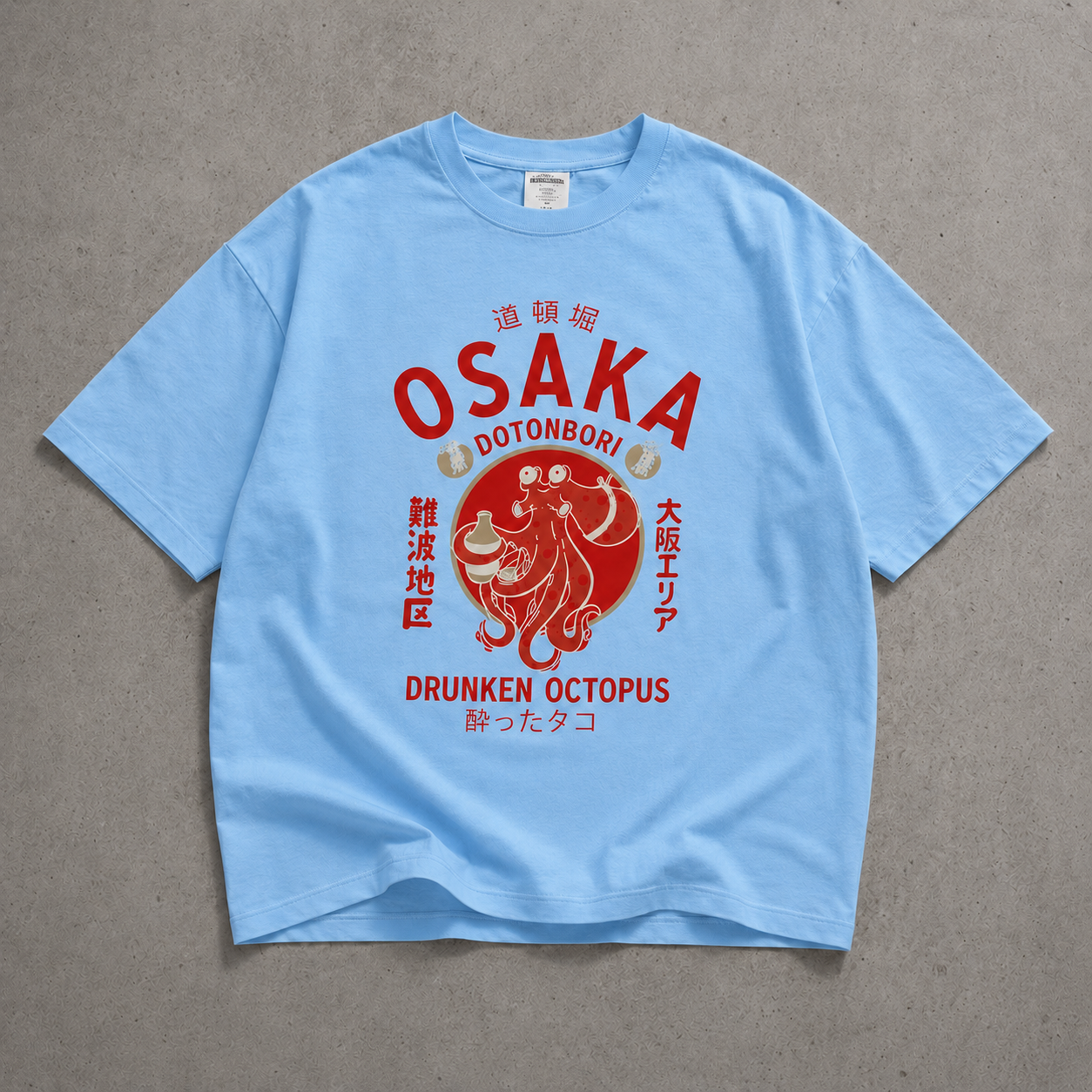 Osaka Octopus Streetwear Tee - Sky Blue